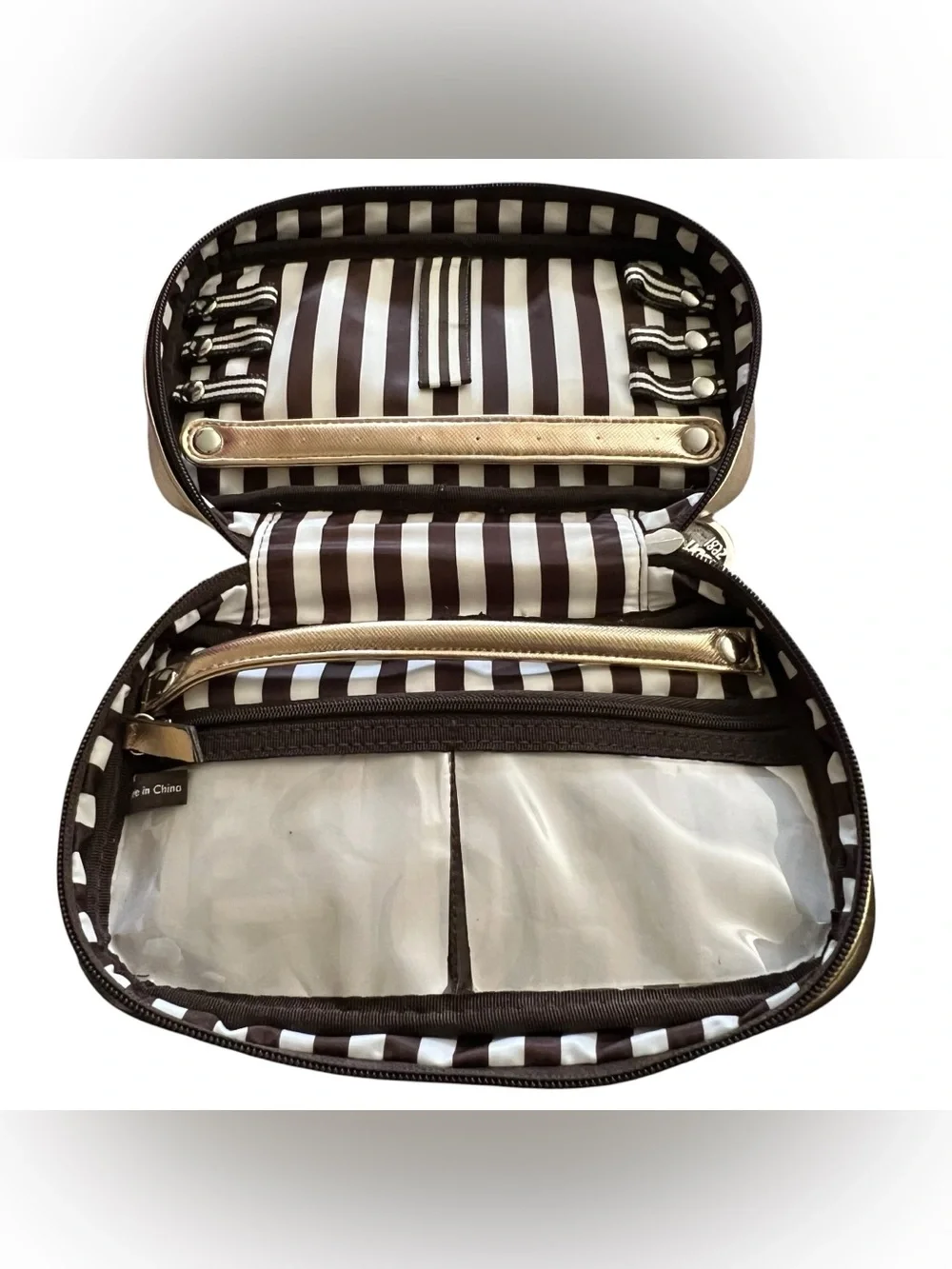 Rare Vintage Henri Bendel New York Metallic Gold Travel‎ Jewelry Organizer Case